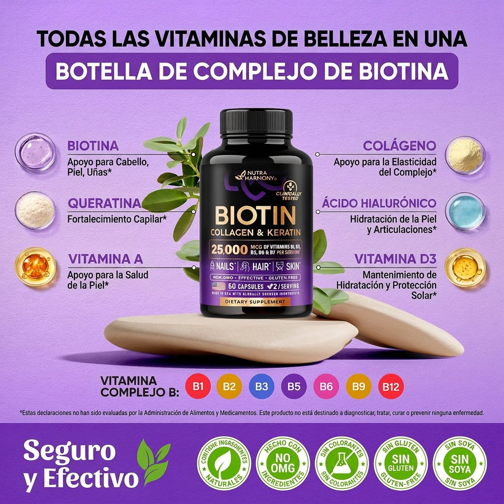 Nutra Harmony 4 en 1 para Cabello, Piel y Uñas